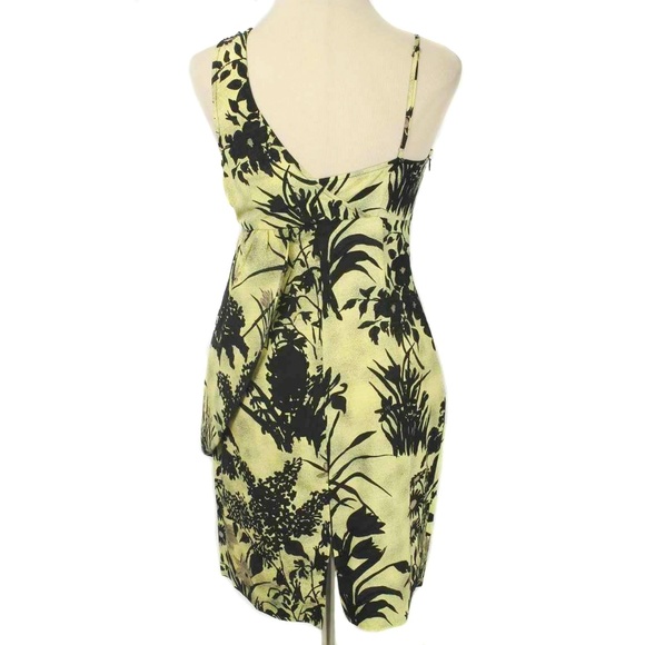 TRACY REESE Black & Green Tropical Floral Draped Empire Waist Dress Size 4 - Picture 3 of 5
